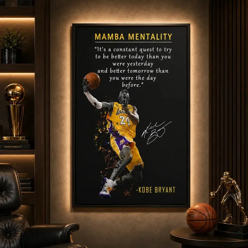 Kobe Bryant Motivational Poster Canvas Wall Art • Mamba Mentality Quote Canvas Wall Art • Basketball Player Sports Home Decor • Motivational Artwork for Home, Office, Gym Wall Decor waterproof canvas wall art exquisite poster  bedroom dorm gaming room off