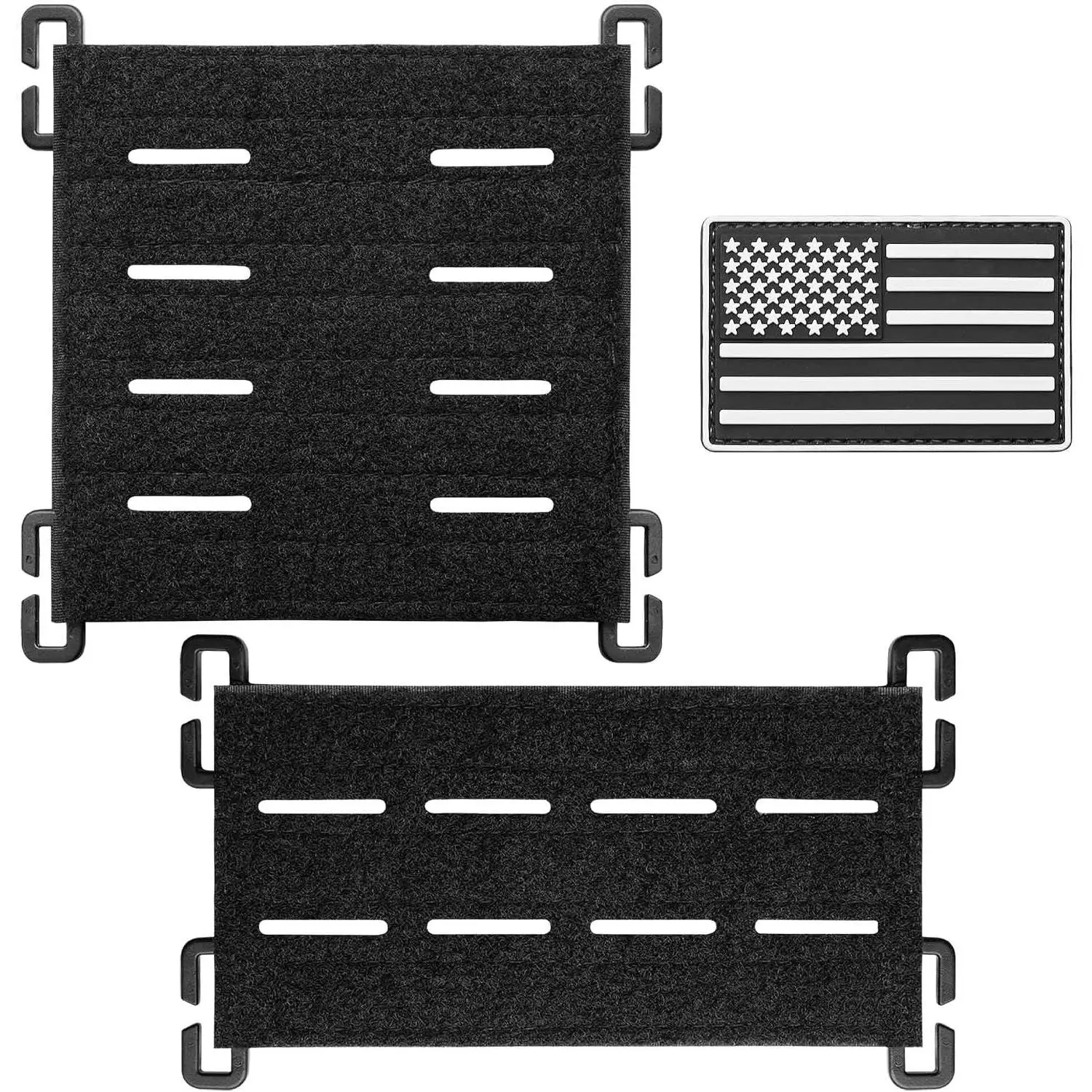 2 Pack 8-Laser-Cut-Hole MOLLE Patch Display Holder with Hook & Loop Tactical Pad Panel