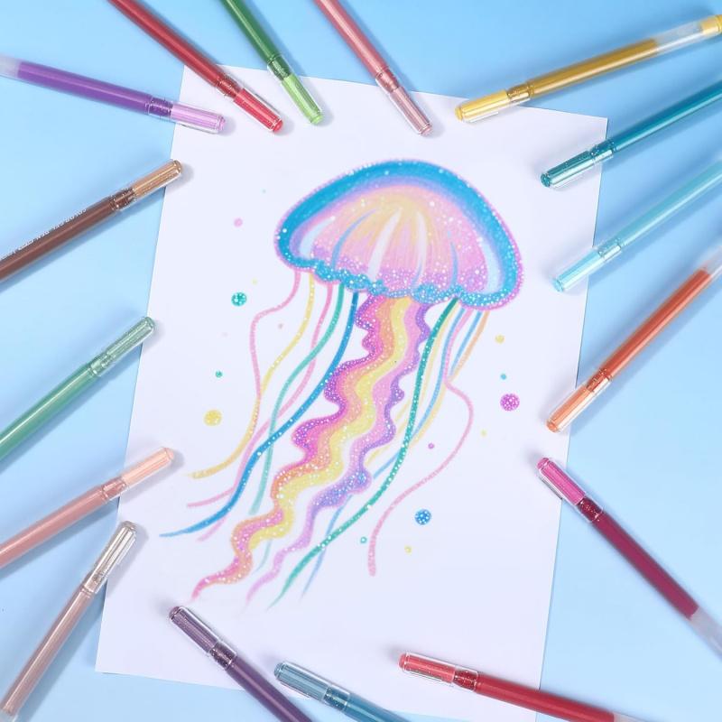 Super Flash effec Gel Pen,Glitter Gel Pens for Adult Coloring,1.0mm Vivid Color Variety Sparkle Glitter Gel Pen, Drawing, DIY Projects, Crafts Art Supplie, Art Markers Pen