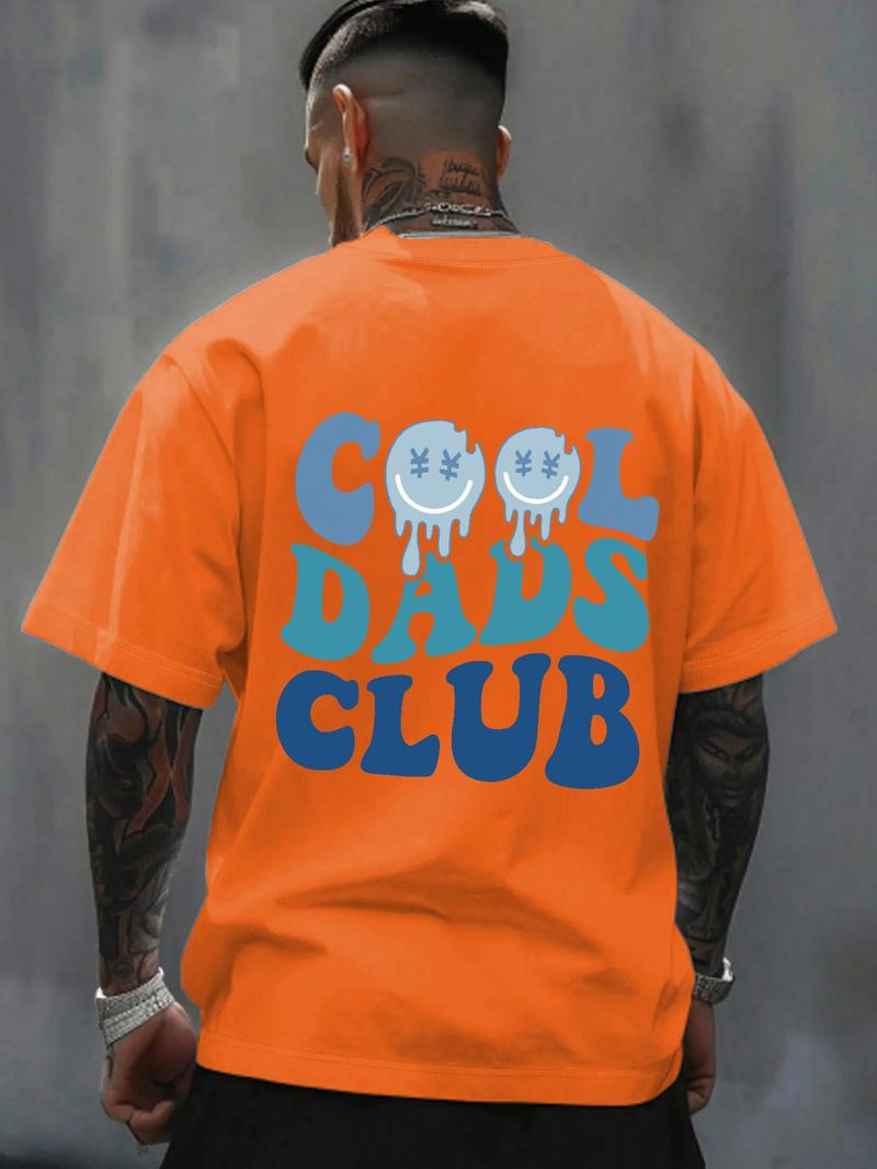 Men's Regular Fit Cool Dads Club Figure Print Round Neck Tee, Casual Short Sleeve Crew Neck T-shirt for Daily Wear, Fashion Men's Top for All Seasons, Tropical, Casual Style Tee