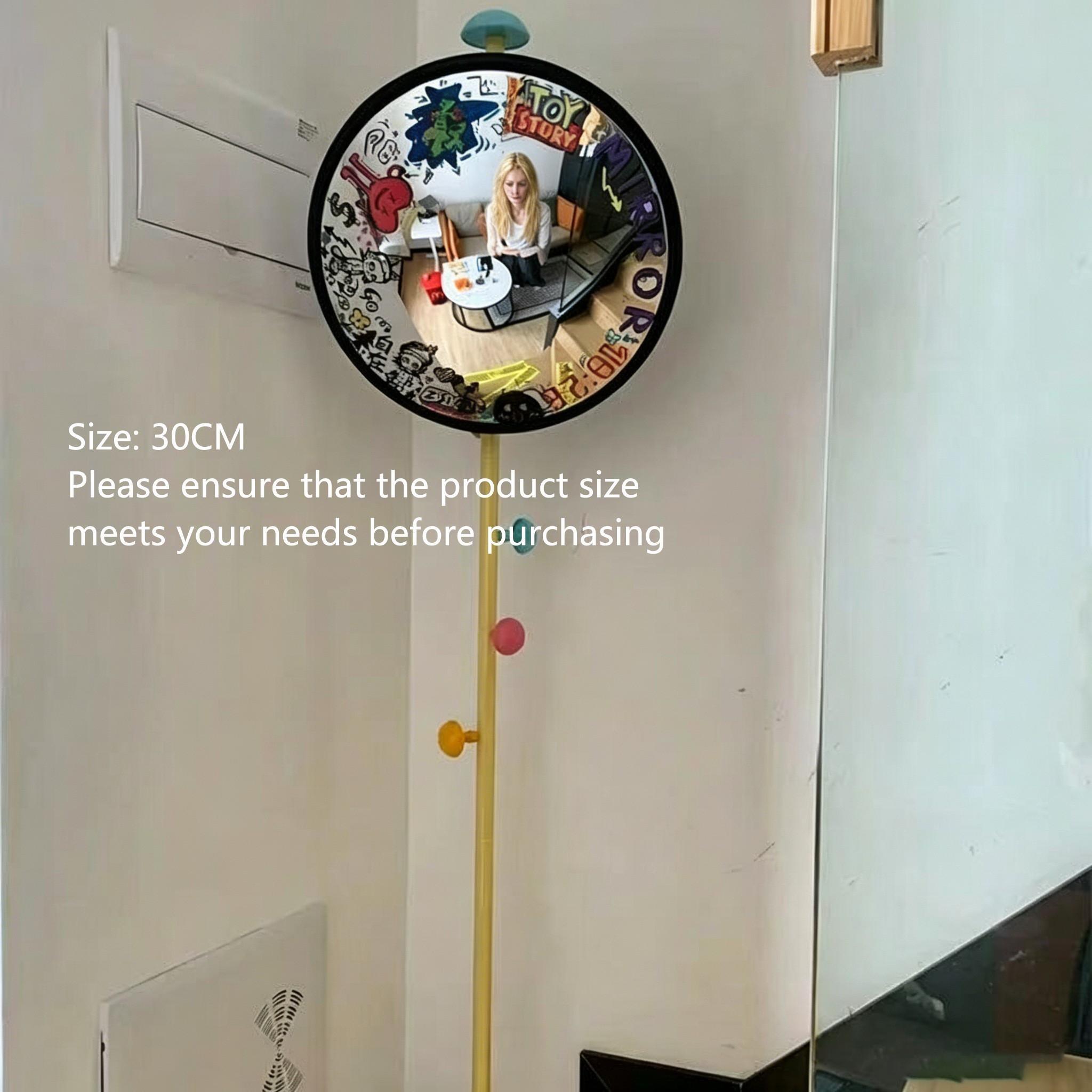 Black Art Decor Round Convex Mirror, Wide-Angle Wall-Mounted Home Decor for Living Room, Trendy Industrial Aesthetic Fisheye Decorative Mirror