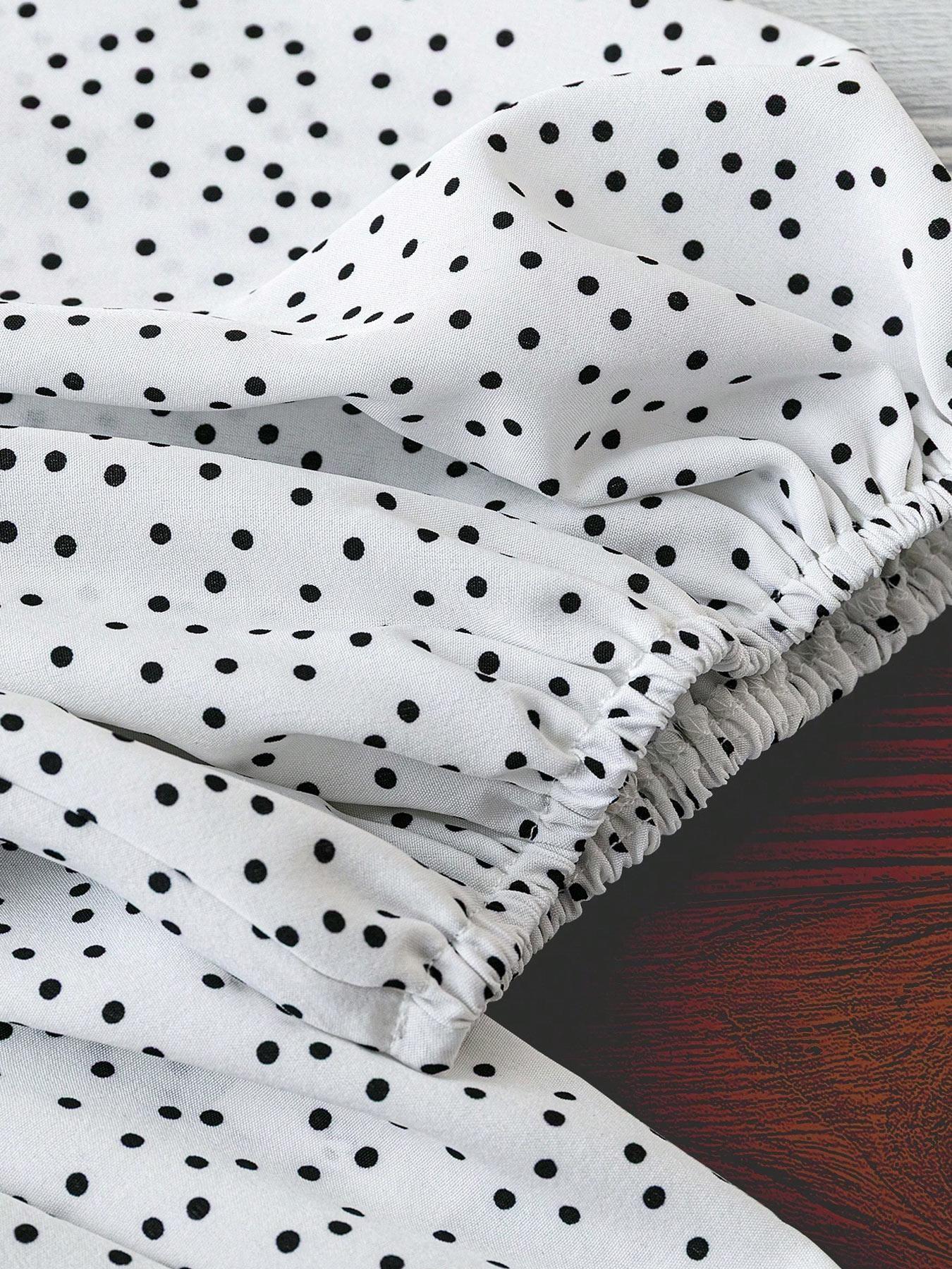 Korean Style Polka Dot Babydoll Top, V Neck + Puff Sleeve Design, Loose Fit Slimming Effect, Pair with Jeans for Summer Fashion