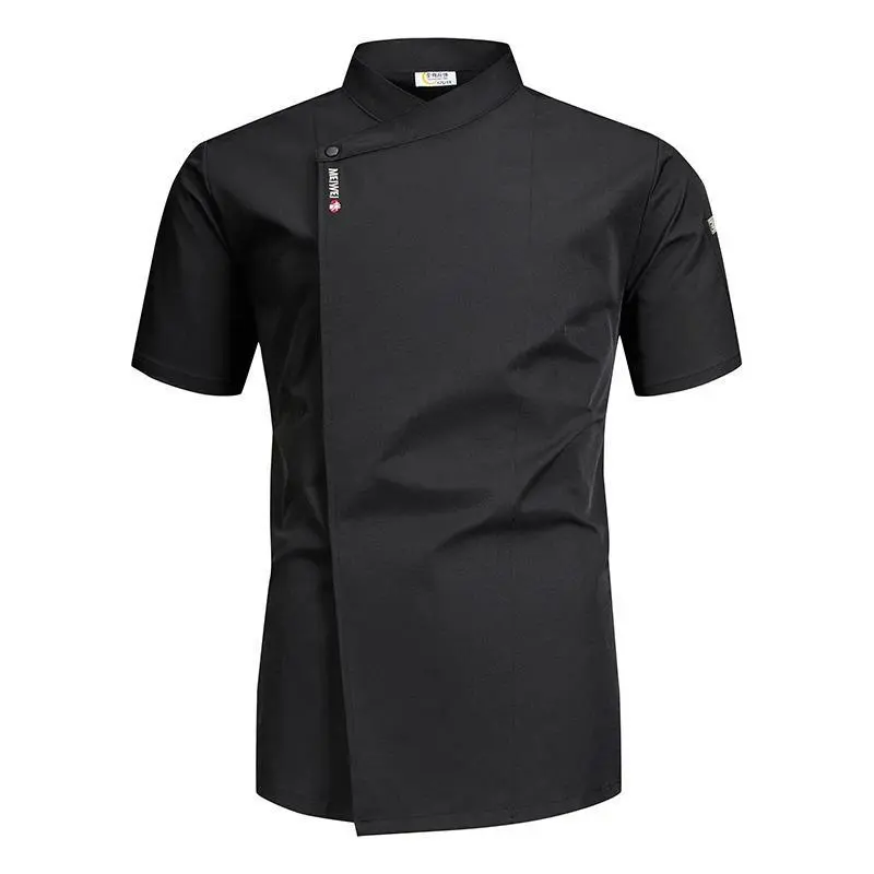 Food Service Chef Costume Men's Kitchen Jacket Catering Uniform Barber Workwear Baker Short sleeve Cooking Coat