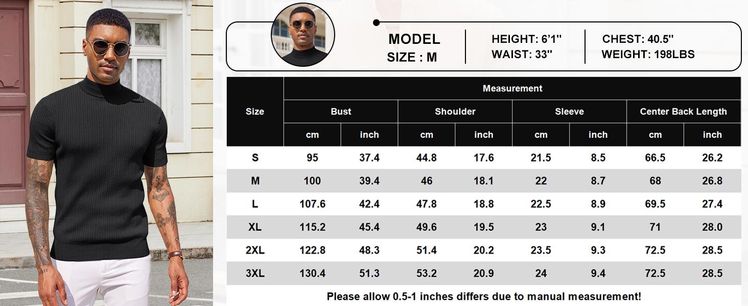COOFANDY B Men's Mock Turtleneck Sweater Short Sleeve Casual Basic Tops Ribbed Knit Pullover Solid Tee COOFANDY B Men's Mock Turtleneck Sweater Short Sleeve Casual Basic Tops Ribbed Knit Pullover Solid Tee