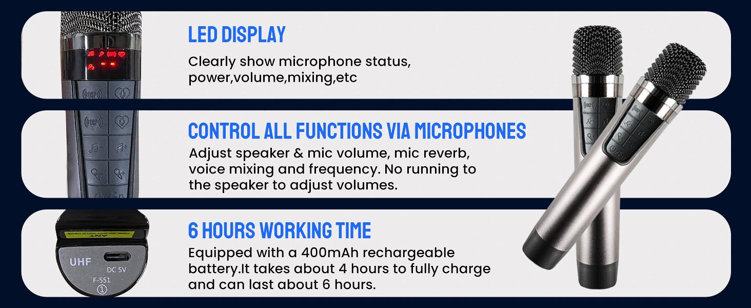 RHM K666 Karaoke Machine, Handheld Bluetooth Speaker Support