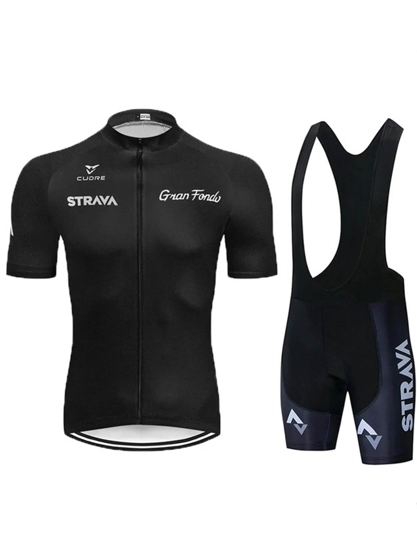 Men's Strava Cycling Short Sleeve Set, Daily Cycling Wear, Breathable Sportswear, UV-Protective, Three Pockets, Round Neck, Geometric Design, All Seasons