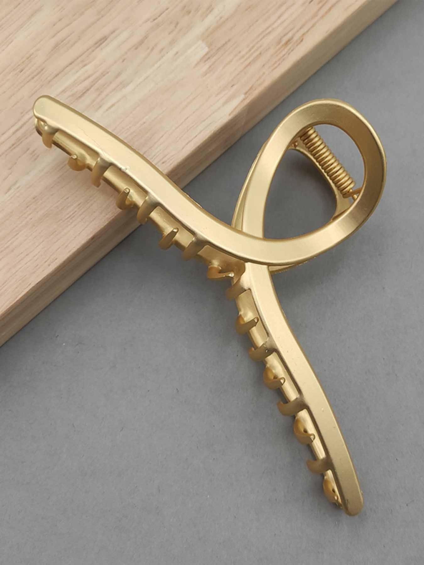 1pc 12cm Cross Rope Metal Geometric Hair Clip, Durable Metal Material, Strong Grip, Ideal for Bright Multi-Ponytails, Secure Hairstyling Tool