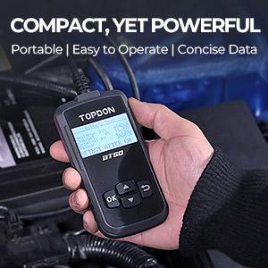 Car Battery Tester 12V, TOPDON BT50, Automotive 100-2000 CCA Battery Load Tester Cranking and Charging System Auto Test Scan Tool Digital Battery Alternator Analyzer (Upgraded Version of AB101) Car Battery Tester 12V, TOPDON BT50, Automotive 100-2000 CCA Battery Load Tester Cranking and Charging System Auto Test Scan Tool Digital Battery Alternator Analyzer (Upgraded Version of AB101)