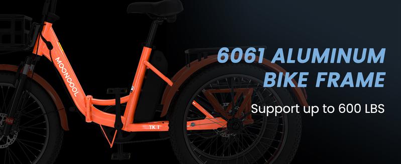 MOONCOOL TK1 Folding Electric Tricycle with Rack Bags , 750W Motor 48V Foldable Ebike Electric Trike for Adults, 20" Fat Tire 3 Wheel Electric Bicycle with Front & Rear Baskets