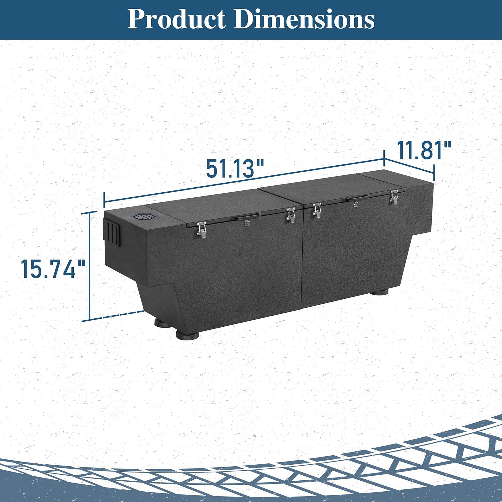 Hooke Road Pick-up Tool Box Lockable Storage Boxes for 2005-2023 Toyota Tacoma & 2015-2022 Chevy Colorado GMC Canyon 5'2" Bed