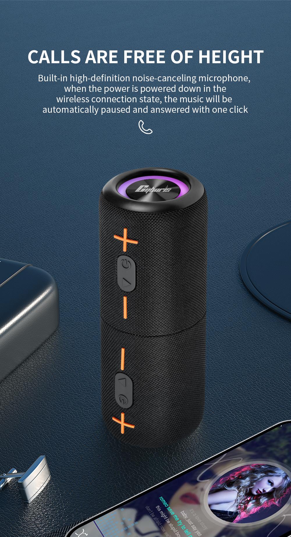 New upgrade 2 in 1 portable Bluetooth speaker with 20-watt stereo bass effect, IPX6 level waterproof performance and home theater surround sound. Modern style, a must-have for music lovers. Supports Bluetooth 5.3 connection. Boombox Birthday