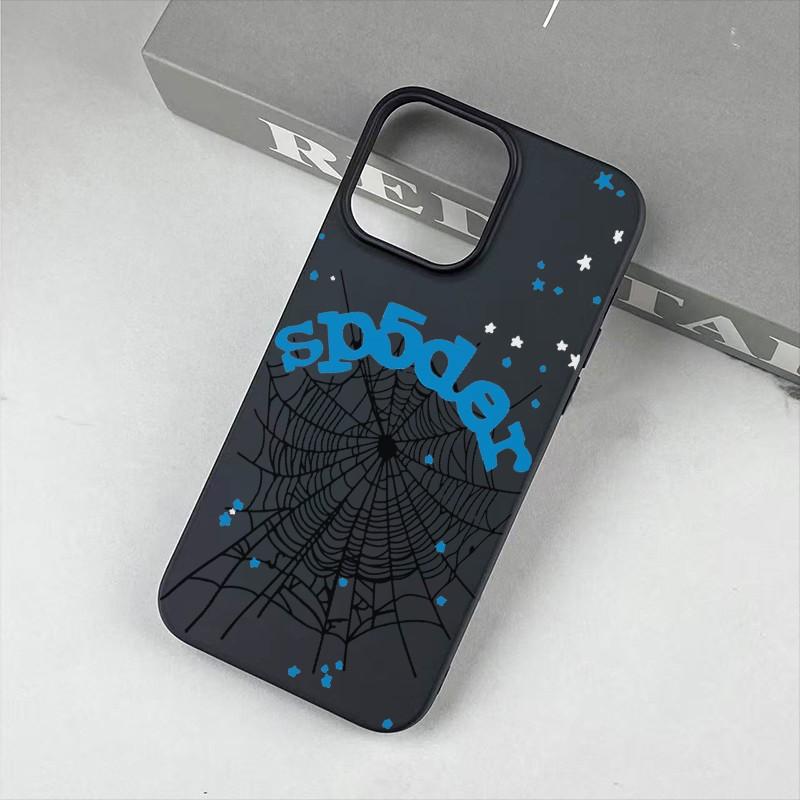 Liquid Large Hole Style Blue Spider Web Pattern Shockproof Protective Phone Case Cover for iPhone 15 15 Plus 15 Pro 15 Pro Max 11-16 Promax