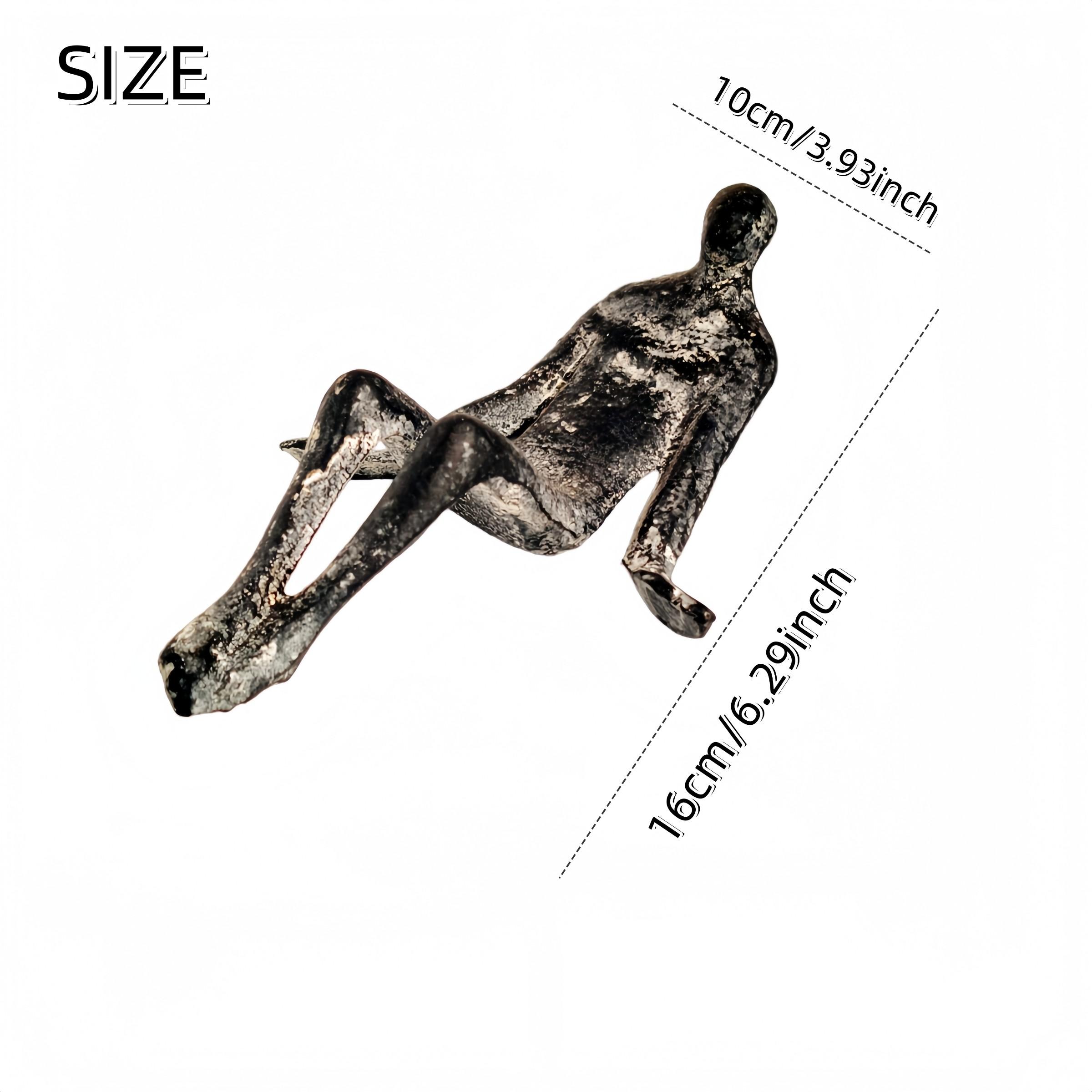 1pc Cast Iron Vintage Seated Human Statue Ornament, Home Desktop Decor, Counter, Window Shelf, Bar, Bookshelf Decoration