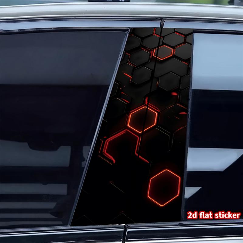 2-piece checkered pattern car sticker, Car decals, suitable for all car models, waterproof, scratch resistant, durable vinyl sticker, used for car door B-bar, self-adhesive and easy to install, space theme
