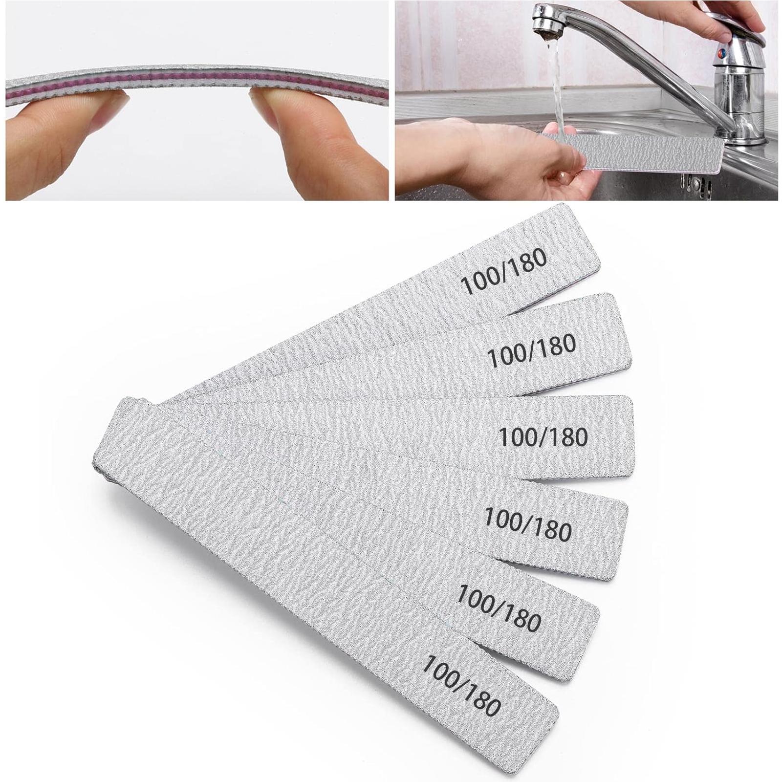 Square double-sided sandpaper nail file, professional manicure polishing tool, 100/180 grit difference design for double-sided use, suitable for gel nail polish, portable shaping tool, double-sided polishing function, manicure salon dedicated care tool