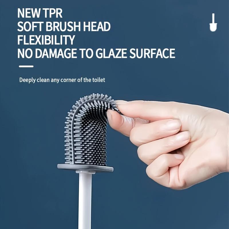 Long-handled Silicone Toilet Cleaning Brush – Soft, Hygienic Bristles for Gentle Scrubbing – Dries Rapidly & Installs in Seconds – for A Fresh, Spotless Bathroom