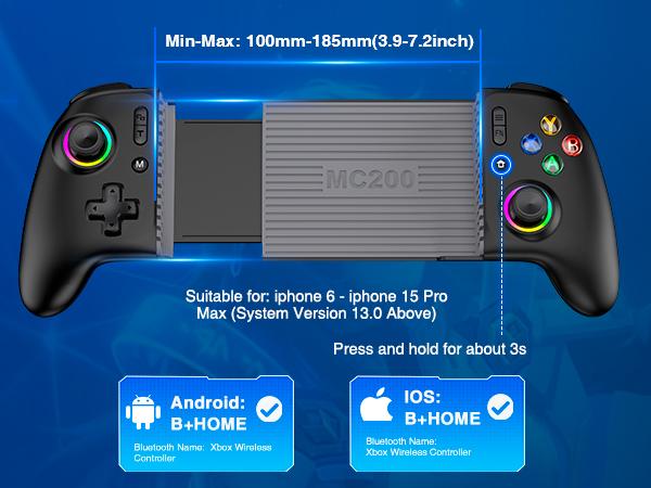 ESYWEN Mobile Gaming Controller, MC2 Phone Controller for iPhone/Android Handheld Gaming with Programmable/Hall Effect Joysticks & Analog Triggers/Adjustable Light/Turbo ESYWEN Mobile Gaming Controller, MC2 Phone Controller for iPhone/Android Handheld Gaming with Programmable/Hall Effect Joysticks & Analog Triggers/Adjustable Light/Turbo