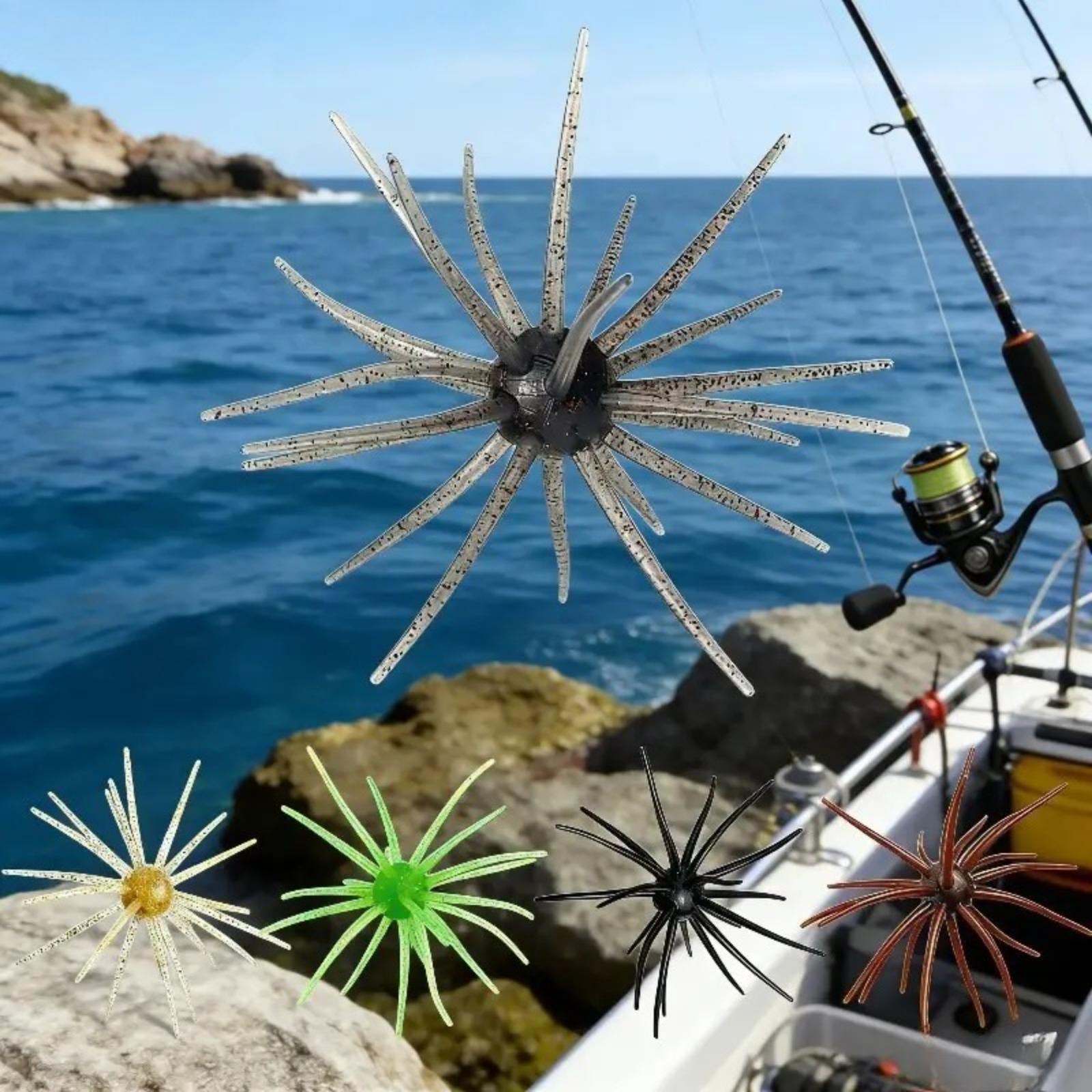 5Pcs/1Pcs Soft Artificial Fishing Lures Set, Simulation Sea Urchin & Soft Worm Baits, fishing bait lures girlFloating Water Balloon Lure Kit, Realistic Silicone Fishing Tackle for Bass, Snakehead, Catfish and Freshwater Game Fish