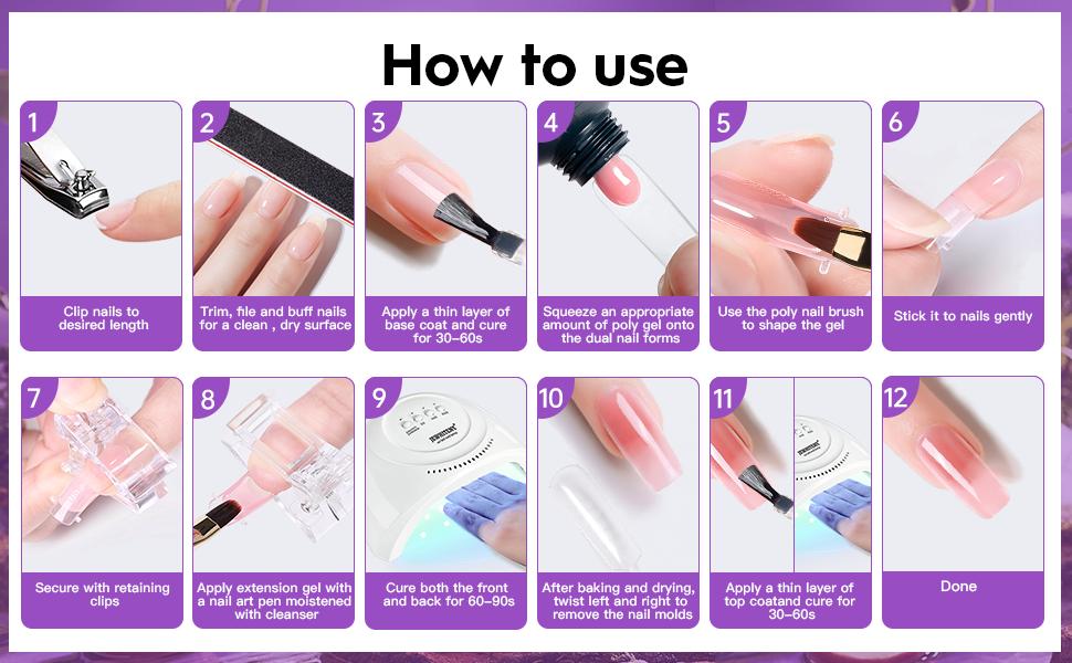 JEWHITENY  27 Colors Gel Nail Polish Kit 14 Colors Poly Gel Nail Kit With U V Light Suitable for all year round, diy nail art at home, gifts for women