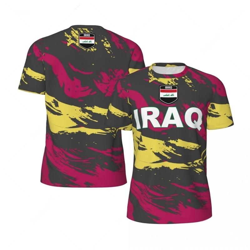Iraq Flag Graphic Mens Football Jersey Fashion National Emblem Sports T Shirt Casual Breathable Tees Surfing Suit Beachwear Surf