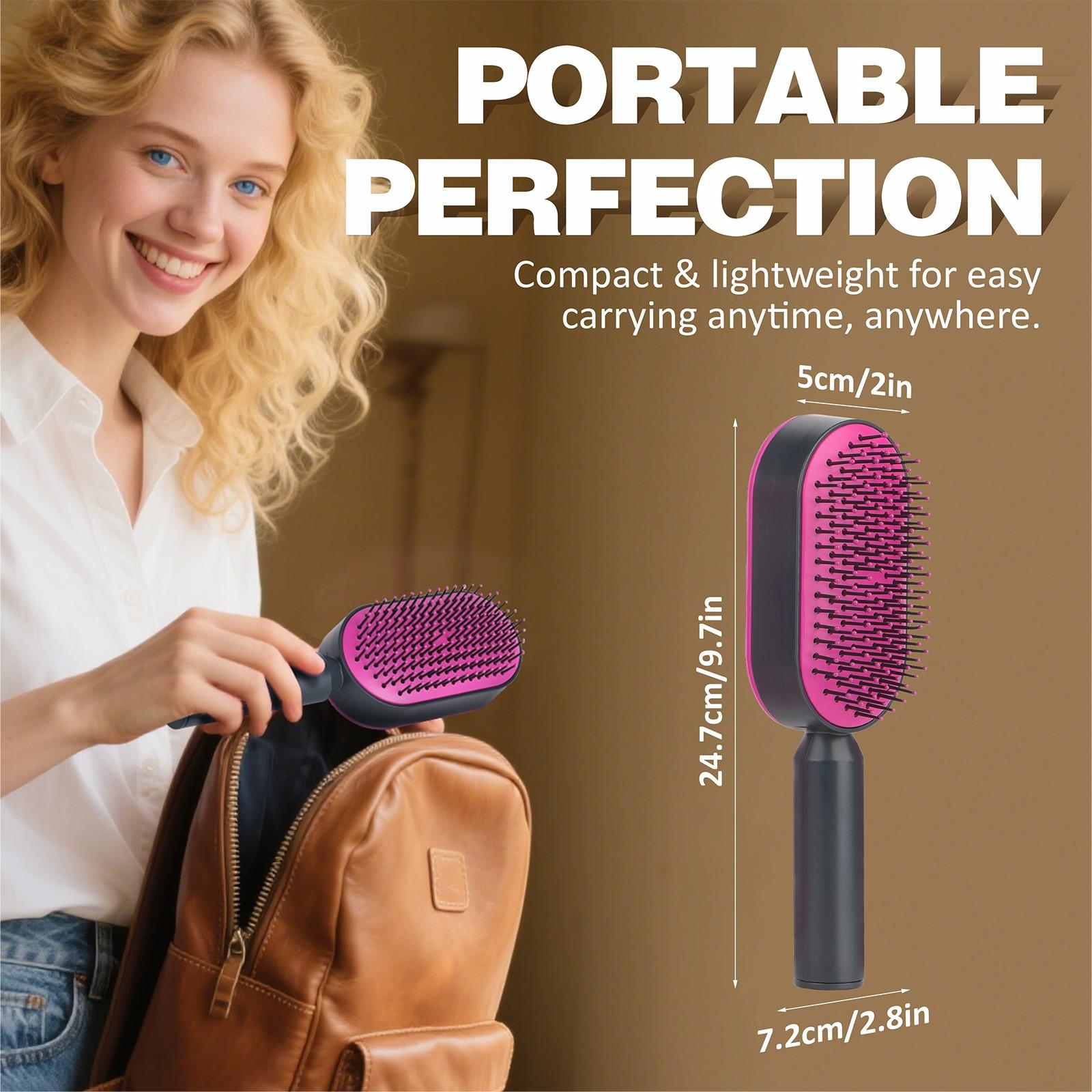1pc Press-Down Easy-Clean Hair Comb, Anti-Tangle Scalp Massage Brush, Anti Tangle Brushes, Dry/wet Use Styling Comb, Detangling Brush For Curly Hair, Ideal for Long Curly Hair, Short Hair, Home, Salon, Travel