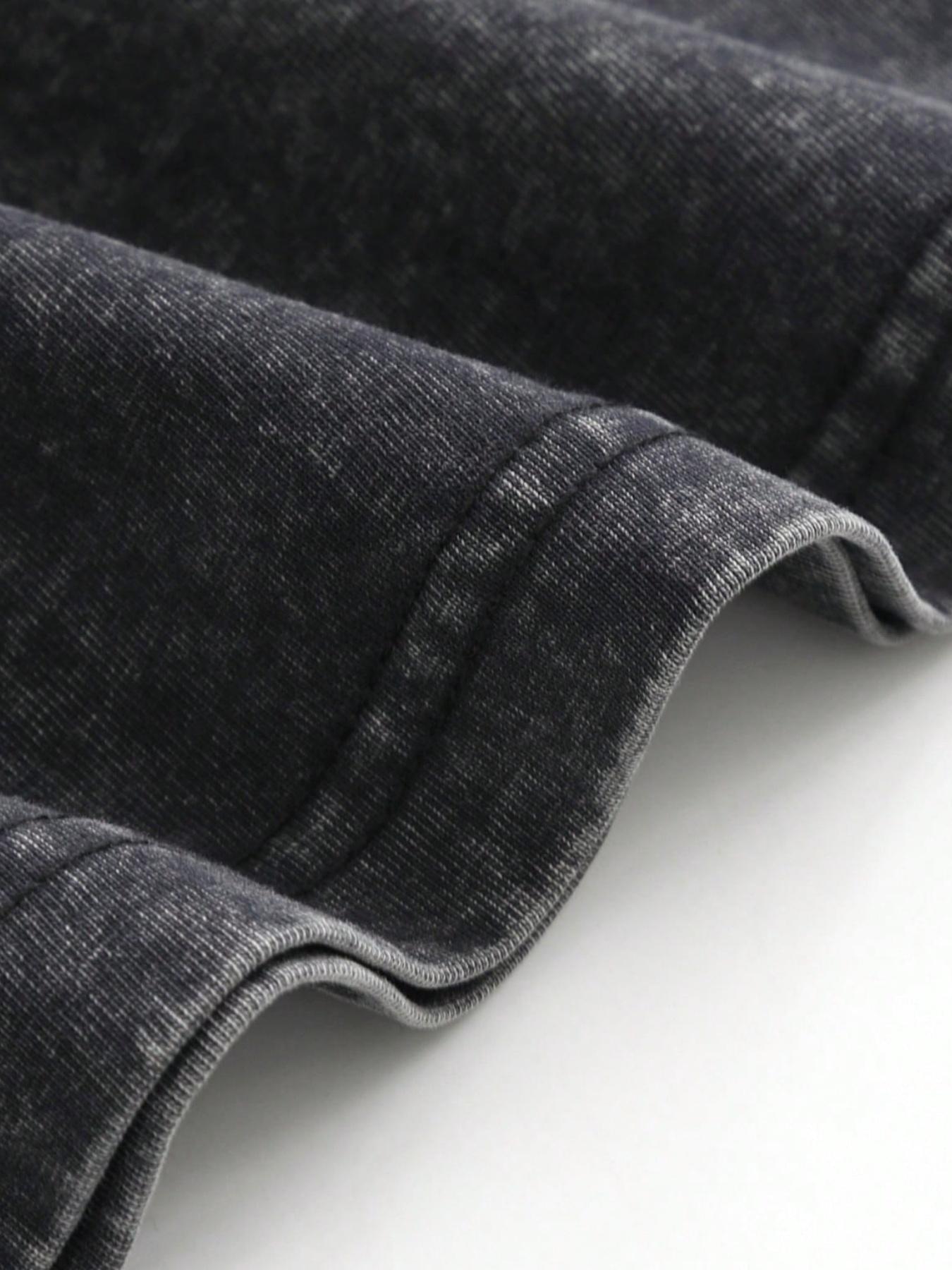 Anime Printed Sports T-shirt Summer Retro Washed T-shirt Super Street Top, Men's and Women's Casual Sports Loose and Comfortable Top