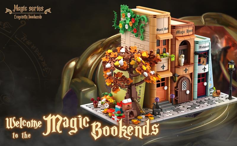 TOKMOC 1488 Pieces,Magic Bookends Building Block Set,For BookNook Building Bookshelf Insert Decoration,Bookcase Miniature House Model,Collecting Building and Gifting Model,Birthday Gift and Home Decoration,For aged 12 and above,Stress relief toy,66009