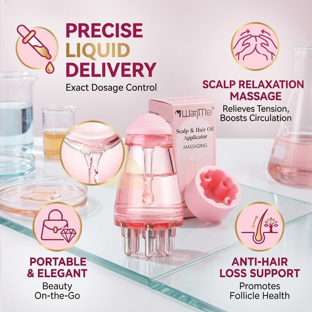 Scalp Applicator Roller with Massage – Precision Hair Growth Serum Applicator for Oily, Dandruff & Hair Loss Care, 2-in-1 Roll-On Scalp Massager, Boosts Absorption, No Waste, Portable for Daily & Travel