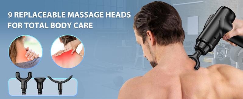 Handheld Muscle Massager Deep Tissue M68-7,Pain Relief with 9 Attachments&30 Speed,Massage Device for Knee,Foot,Neck,Back, Perfect Gift