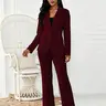 【Black Friday】Women's Two-Piece Matching Pants Set, Plain Button Lapel Fitted Blazer & Suit Pants, Business Casual Long Sleeve Outerwear & Trousers for Daily Outdoor Wear, All Seasons Work Attire