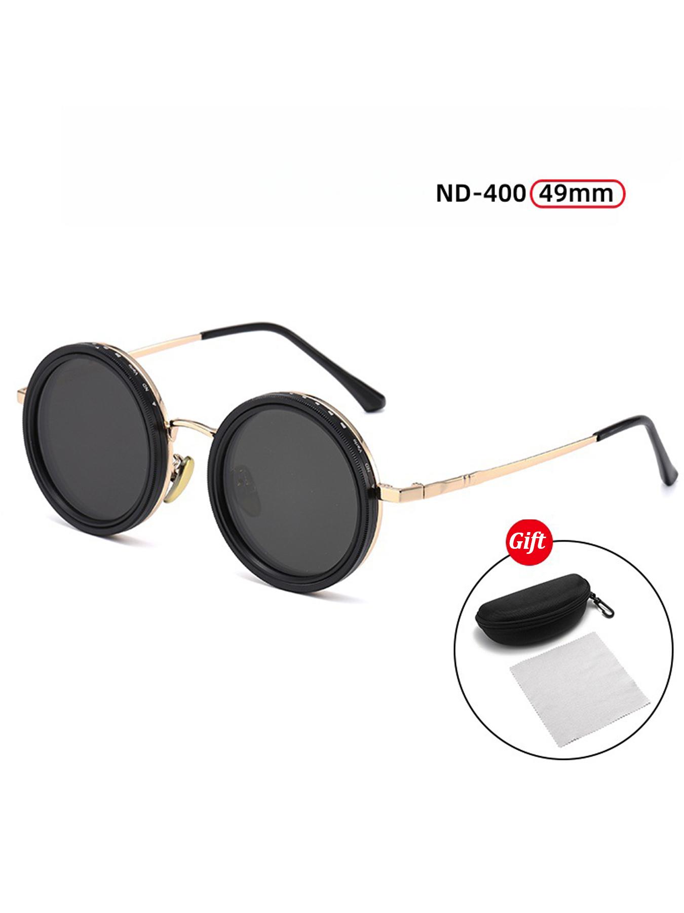 Black Lens Brightness Adjustable Tint Aperture Sunglasses Polarized Fishing Handmade ND9 Adjustable Dimming Sunglasses Trendy Sun Glasses