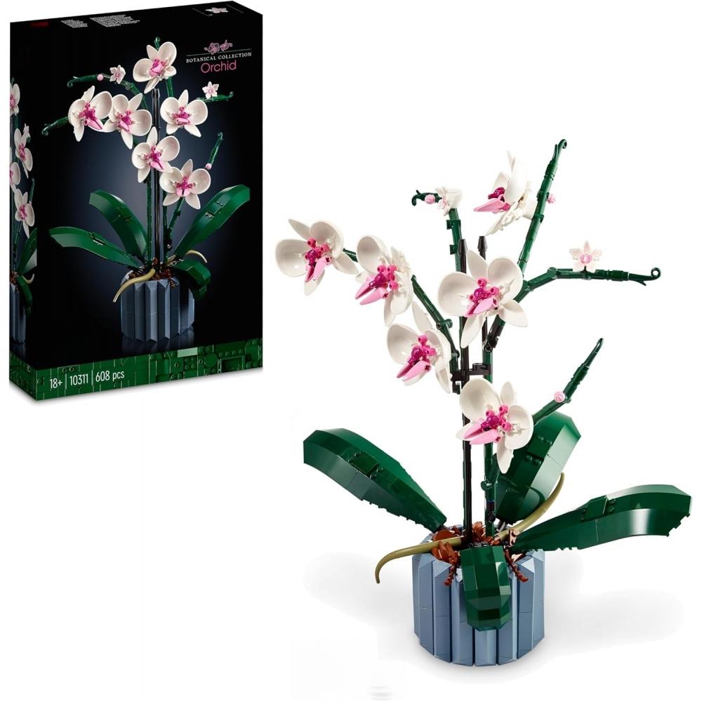 orchid set botanical collection flowers adult building kit fake orchid plant home decor flower mothers day gift for her  never wilt flowers desk ornament Orchid 10311  Orchid 608 Pieces Orchid Gift for Her