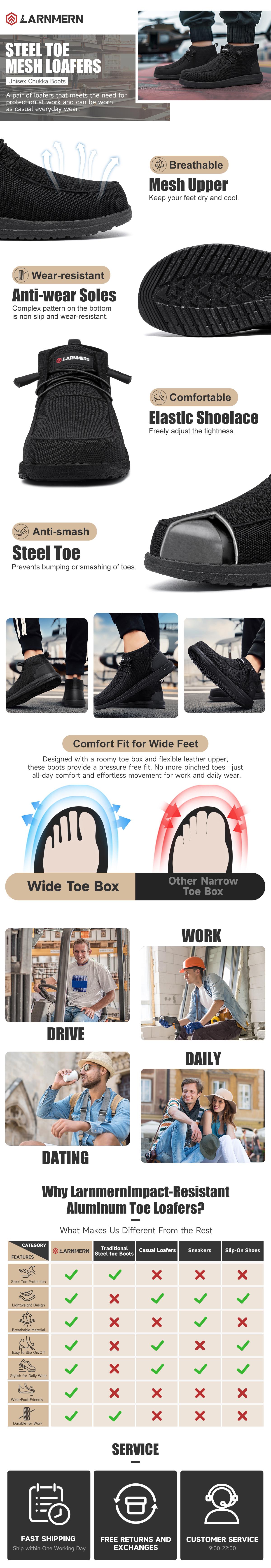 Men's Steel Toe Loafers Mid-top Shoes Slip On Work Shoes With OSHA approval and ASTM certification Lightweight Comfortable Footwear TikTokShopBlackFriday Men's Steel Toe Loafers Mid-top Shoes Slip On Work Shoes With OSHA approval and ASTM certification Lightweight Comfortable Footwear TikTokShopBlackFriday