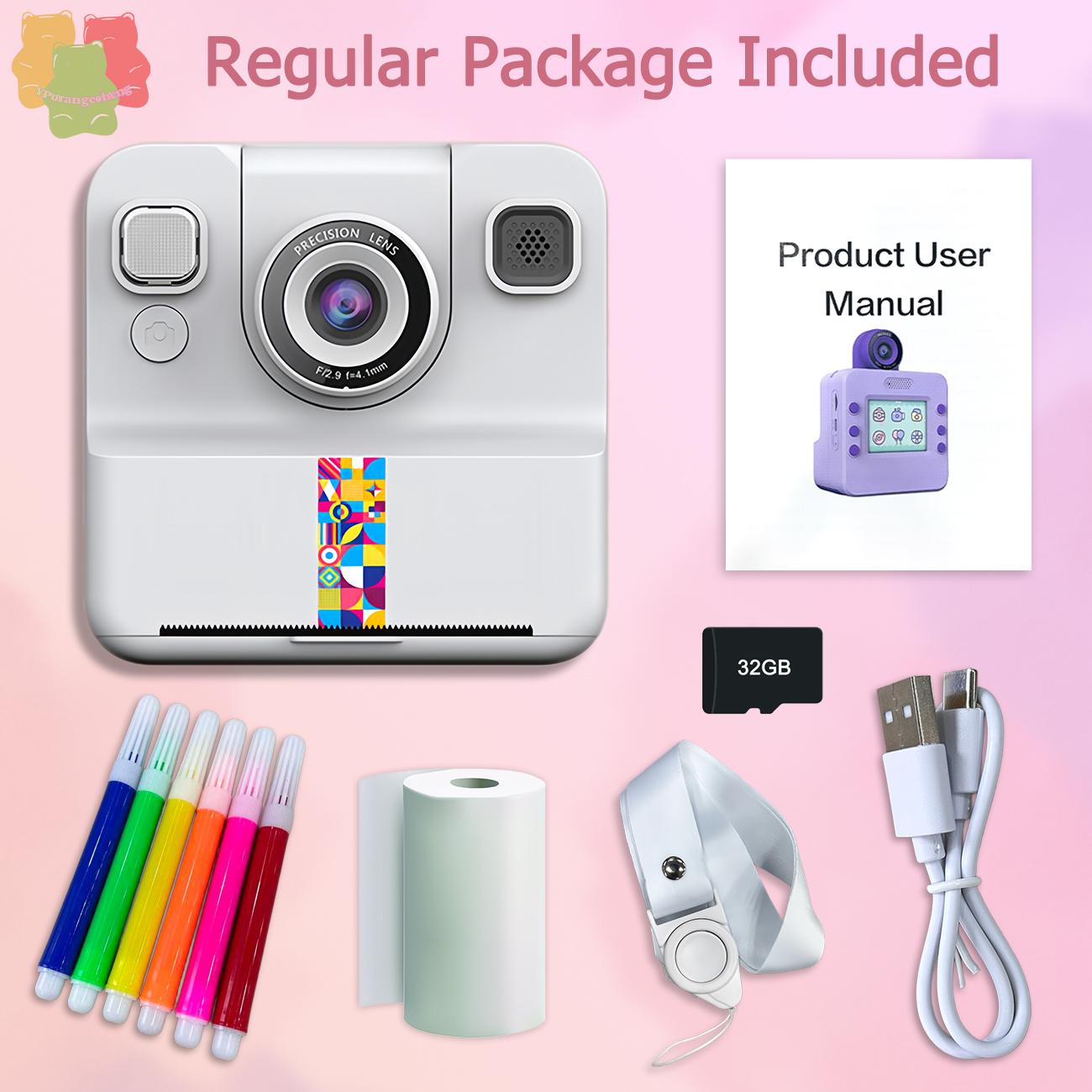 【New Camera Model】Mini Handheld Instant Camera | Photo + Print 2-in-1 | 1300mAh Long Battery Life | Supports TF Card up to 32GB | 2.4" IPS HD Screen | Flip Lens | Birthday Gift for Kindergarten & Primary School Students | Thermal Printer – Print as You Sh