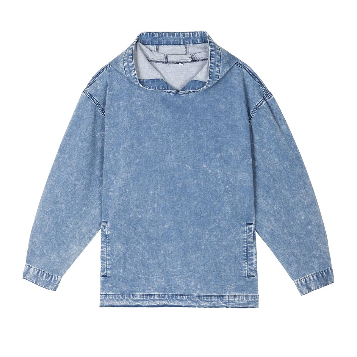 MIDIROSS WOMEN'S DENIM HOODED SWEATSHIRT WITH FRONT POCKETS