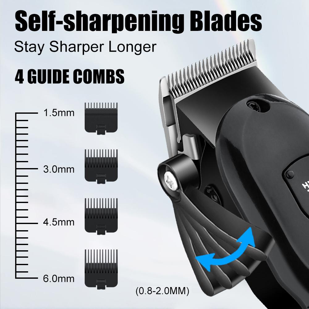 Men's Professional Hair Clipper Set, 5-Piece Trimmer Kit Includes Wireless & Electric Clippers, Precision Styling Tools with Storage Box, Rechargeable Hair Clipper