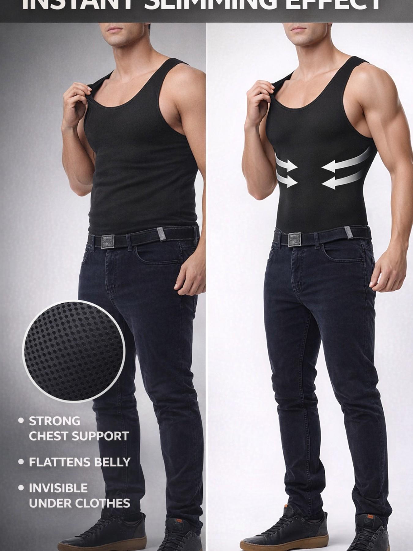 Men’s Full Body Compression Shapewear Bodysuit, Tummy Control Slimming Tank Top Shorts, Chest Sculpting Waist Trainer, Plus Size