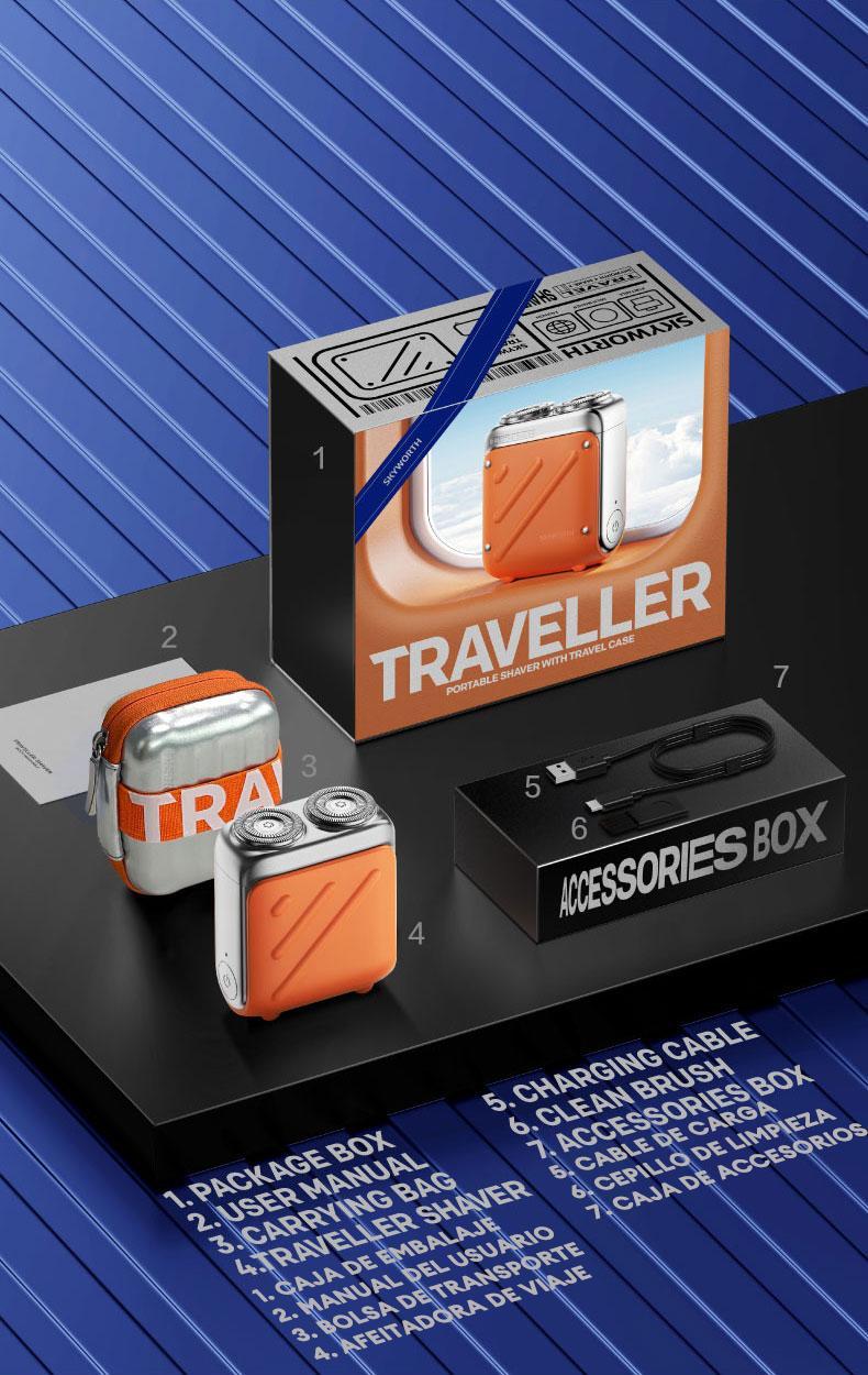 Skyworth Traveller Mini Electric Beard Shaver Upgraded Version Waterproof & Comfortable Double-Ring Magnetic Cutter, Long Lasting for Travel & Daily Use, 2025 New Beard Shaver Fathersdaygift