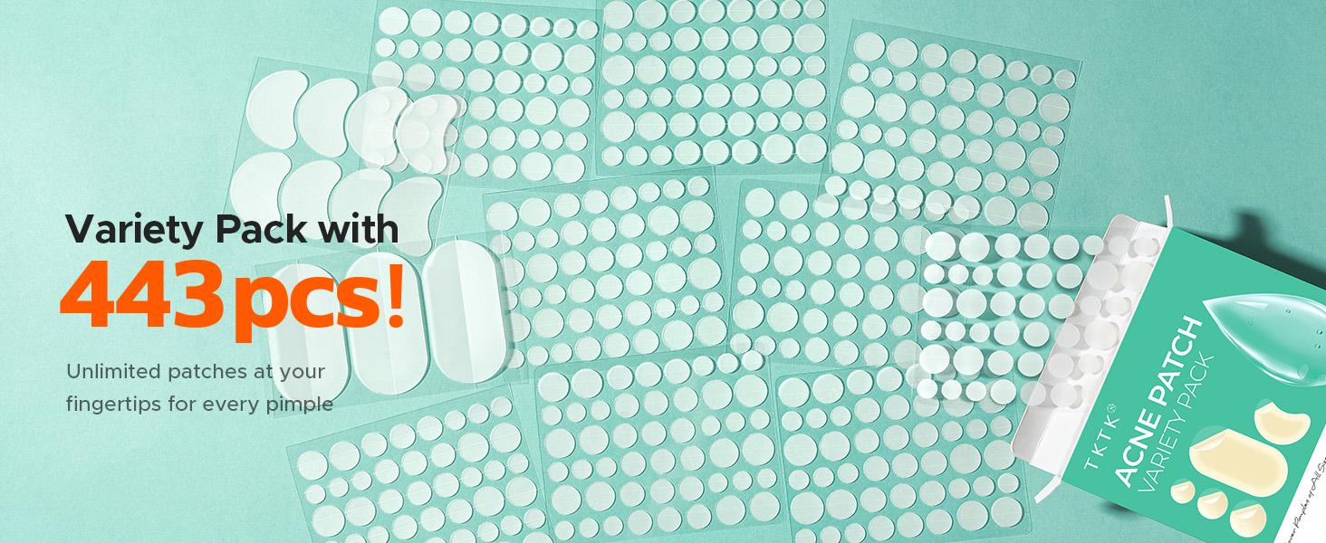 443 Count Pimple Patches for Face, Hydrocolloid Acne Patch Bulk, Acne Stickers for Covering Cheeks, Forehead, Chin Blemishes Zit Breakouts for All Skin Types (Dots, Strip, Contoured 5 Sizes) acne clearing products pimplepatches #SpringStatements