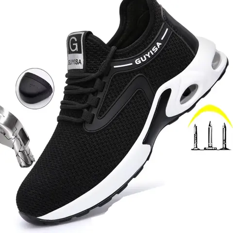 Men's Soft Sole Anti-Puncture Safety Shoes, Steel Toe Lightweight Non Slip Protective Work Shoes for Factory Construction Site, Comfortable Industrial Footwear, Puncture Proof Shoes, Working Shoes #GLOBAL PICKS