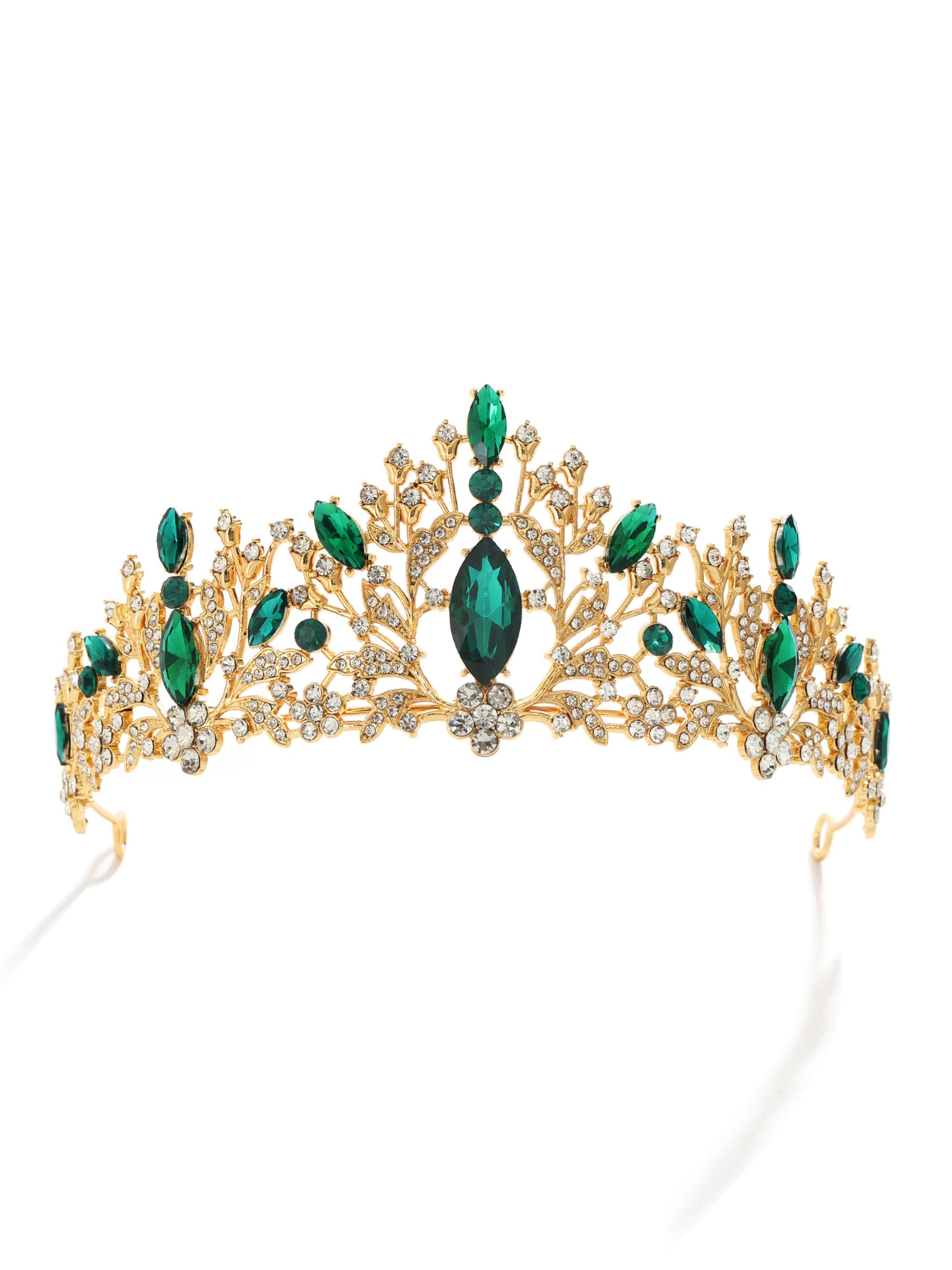 Gold Crystal Wedding Tiara Rhinestone Bridal Crown Jewelry Accessories Floral Fashion Elegant Birthday Headwear