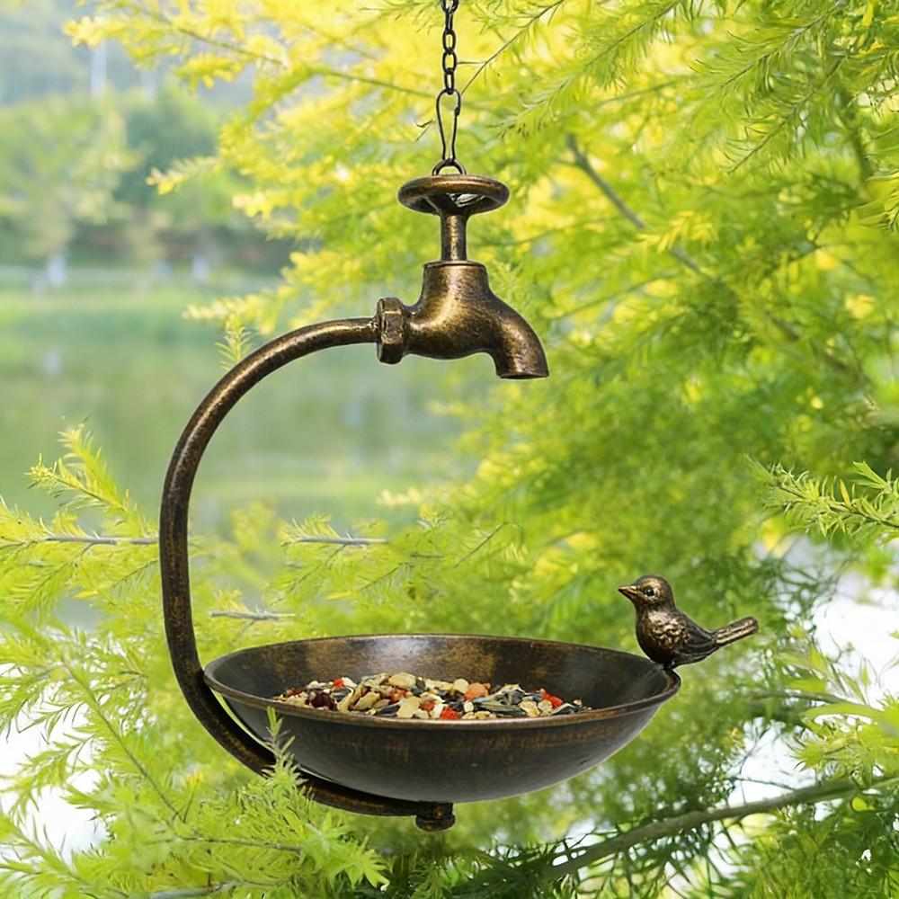 Vintage Style Hanging Bird Feeder, Hummingbird Feeder, Simple Metal Feeder with Faucet Design, Multi-Functional Bath Bowl with Bird Decorations, Suitable for decorating Outdoor Yards, Balconies, And Gardens, best gift for bird lovers, Metal Bird Feeders Vintage Style Hanging Bird Feeder, Hummingbird Feeder, Simple Metal Feeder with Faucet Design, Multi-Functional Bath Bowl with Bird Decorations, Suitable for decorating Outdoor Yards, Balconies, And Gardens, best gift for bird lovers, Metal Bird Feeders