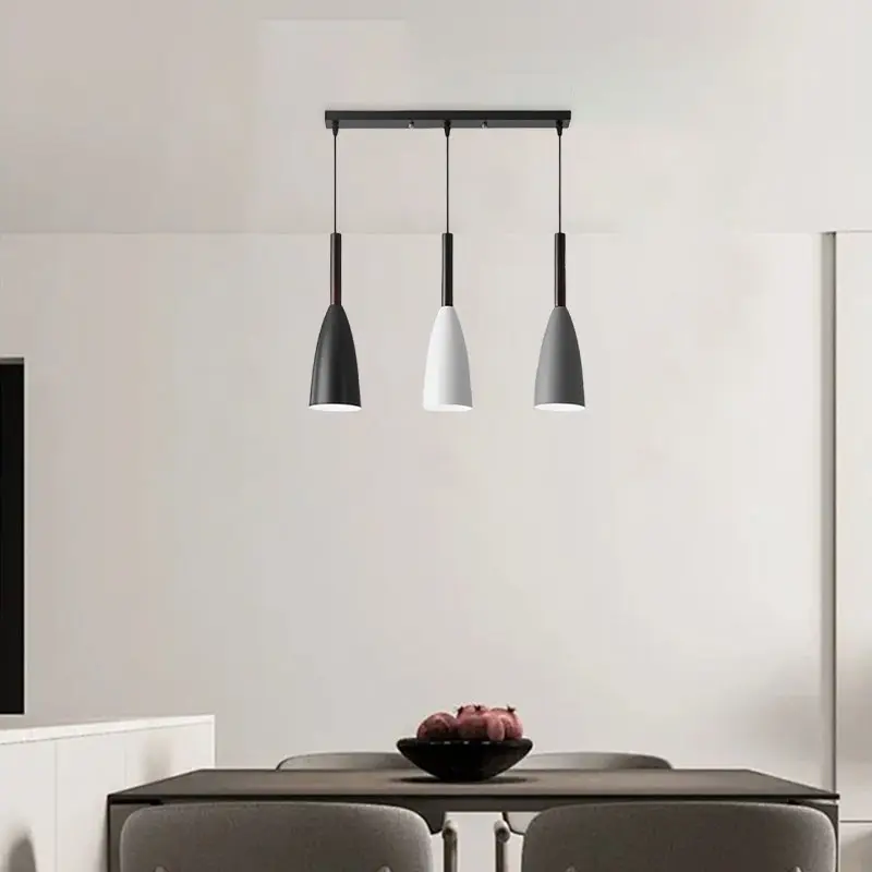 Creative Nordic Three-Head Pendant Light, Adjustable 1m Chain, E27 Socket, Iron Industrial Style, Ideal for Dining Room, Bar, Entryway