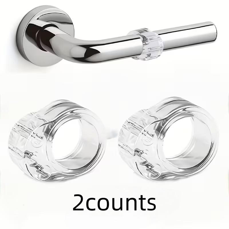 2 Pack Round Silent Door Stopper, Transparent Invisible Wall Mounted Door Handle Protector, Home Door Decor, Anti-Collision Door Guard