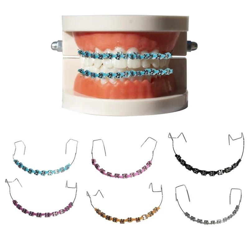 1 Pair Fashion Braces Colorful Temporary Tooth Decoration with Metal Wires Metal Bracket Orthodontic Ligature Ties High Quality