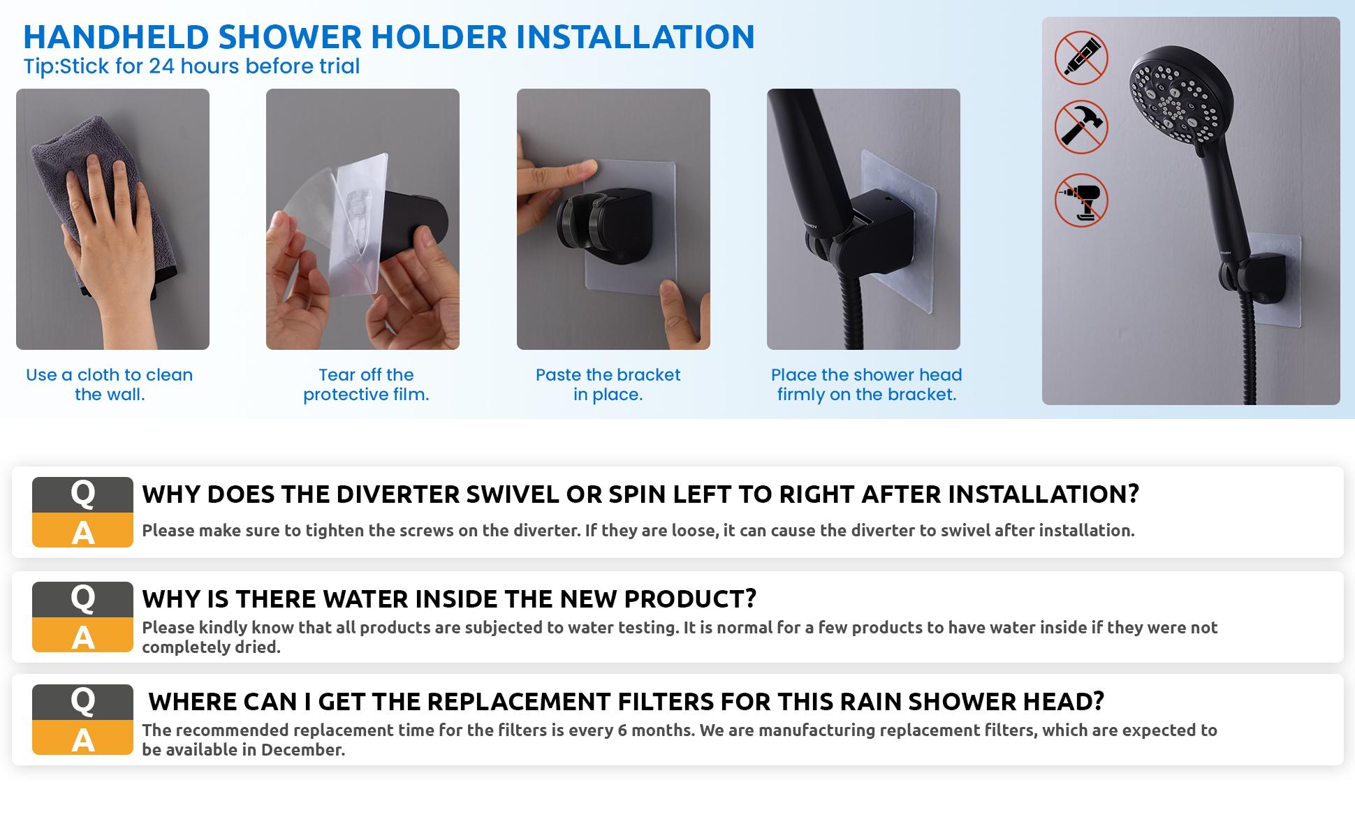 Ryamen Square Turbo Showerhead Set + FREE 3-Month Filter Inside