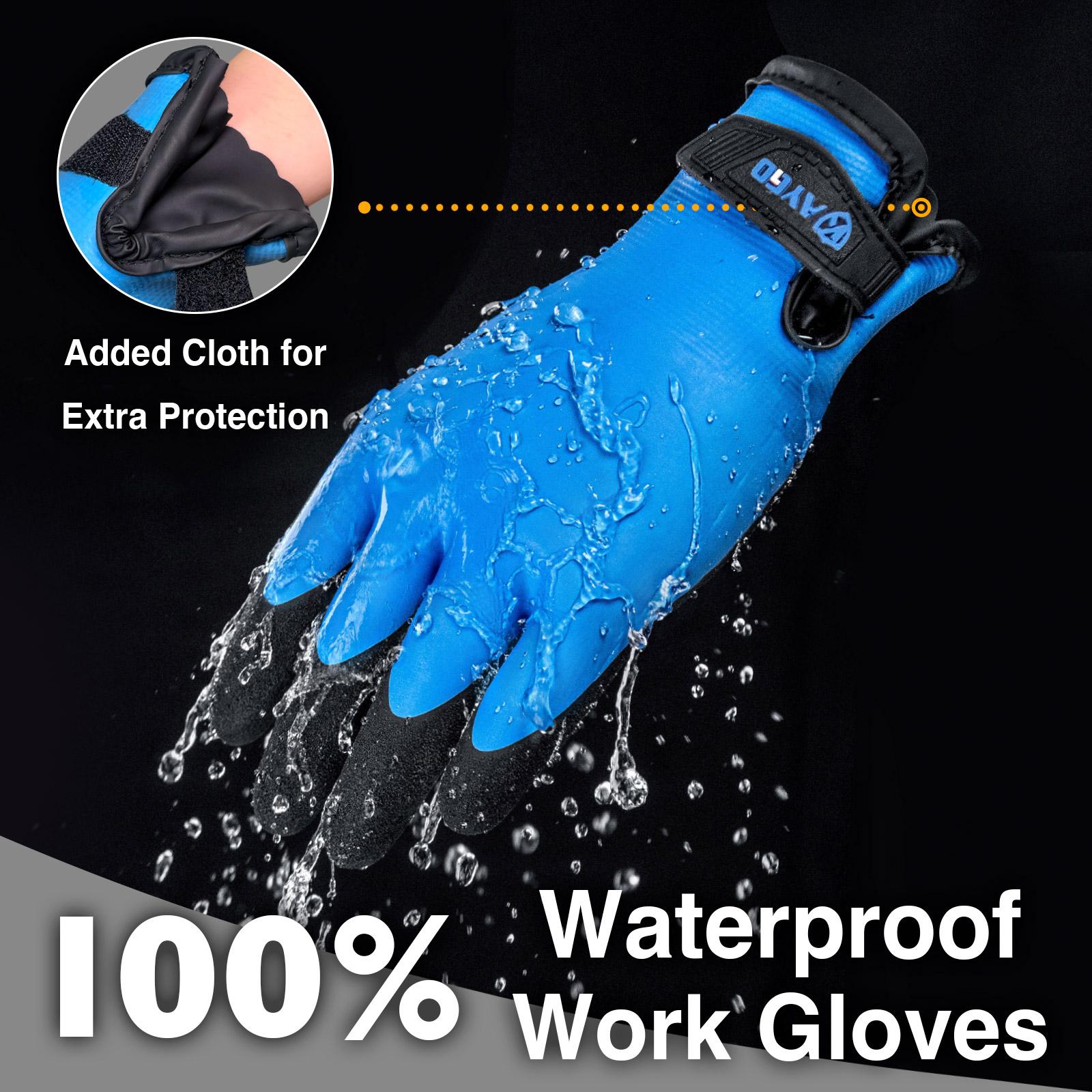 KAYGO KG145 Protector 100% Waterproof Thermal Winter Work Gloves for Men and Women Double Latex Coated Insulated Warm Liner for Construction Cold Storage Snow Shoveling Grocery Store Landscaping Warehouse Outdoor Activities and Winter Jobs
