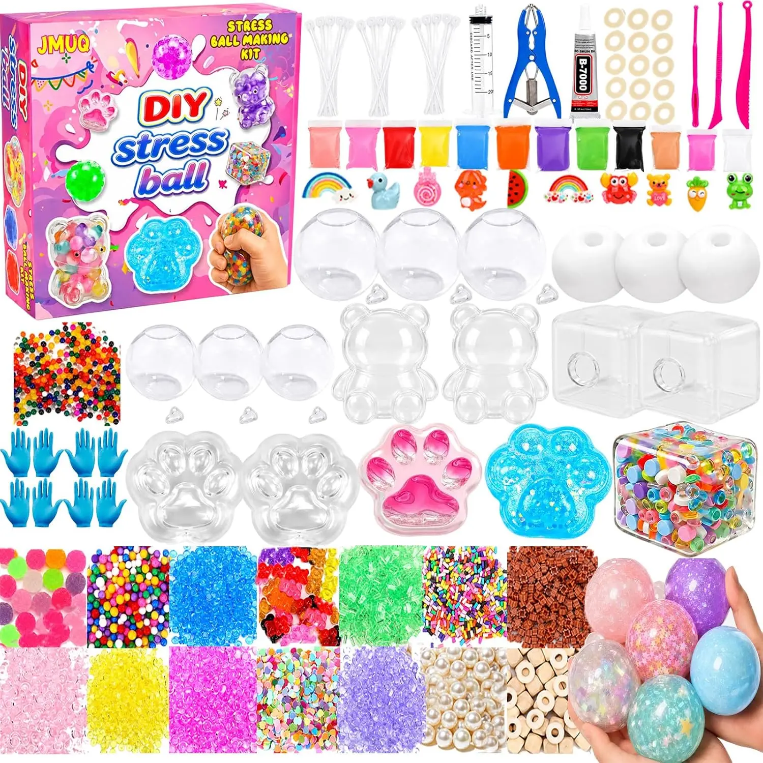 New DIY Stress Ball Making Kit With Fillers –15PCS Stress Ball Squishy Making Kit Includes 15Empty Squishy Skins, 18Fillers, Air Pump & Expanded Tool For Adult ASMR Anxiety Relief & Sensory Play
