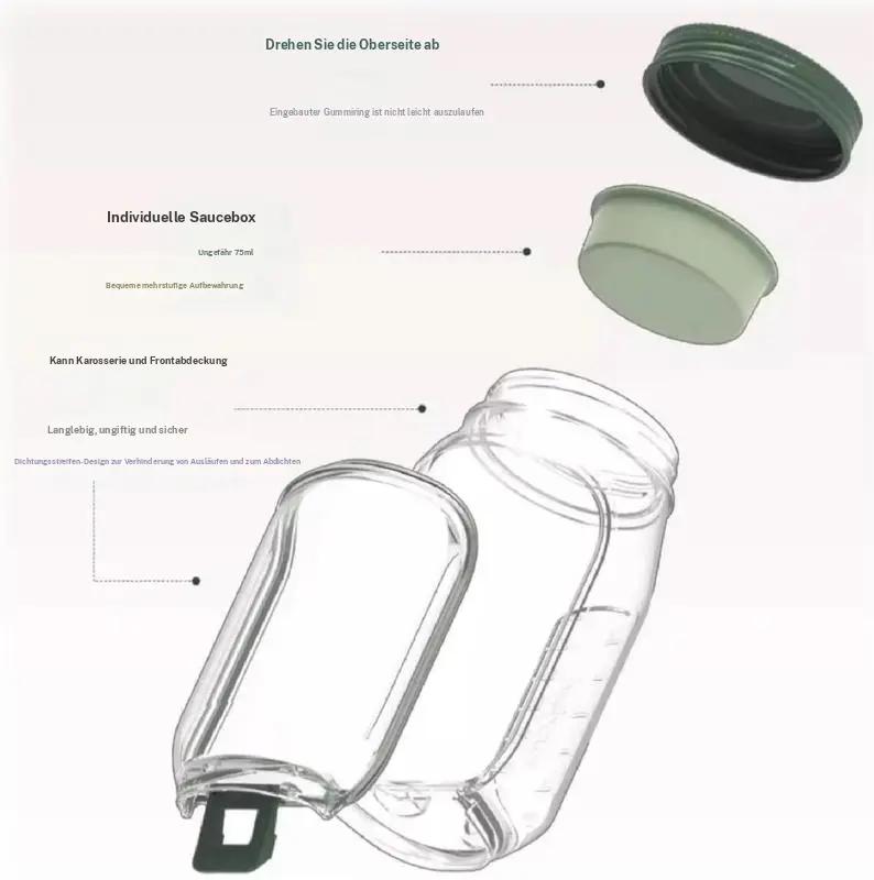 Portable Salad Container with Leakproof Dressing Compartment, Fresh & Easy Meal Prep Jar, Eco Friendly Plastic, Perfect for Home, Work, Travel, Fitness, and On the Go Healthy Storage Reusable Stackable Kitchen