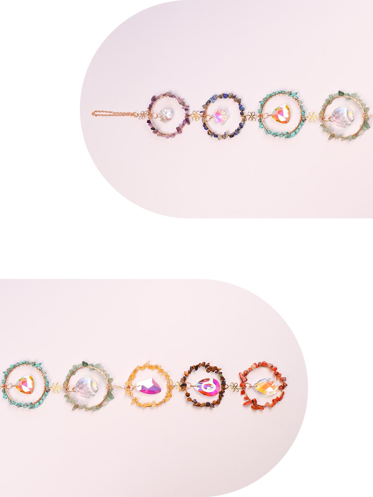 Crystal Sun Catcher, 7 Chakra Suncatchers with Colorful Stone, Handmade Rainbow Maker   Whimsical Home Decor  for Window Bedroom Courtyard Garden whimsical home decor